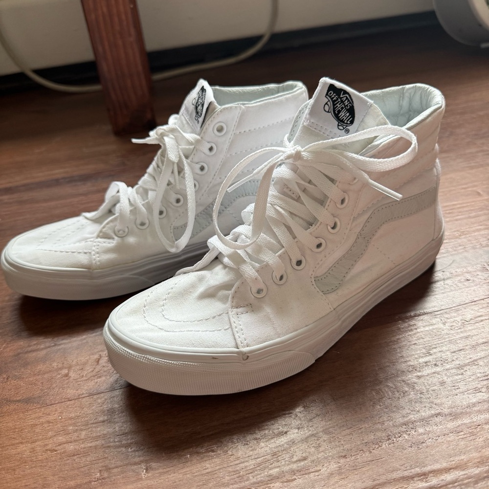 Vans Sk8 Sneakers White and Blue Size 9.5